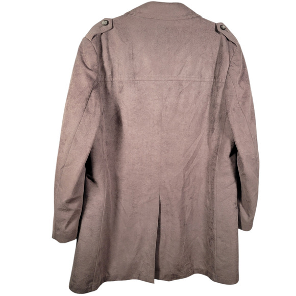 Vintage 80s Stratojac StratoSuede Overcoat Mens 46 XL Faux Suede Gray Trench USA - Picture 2 of 15